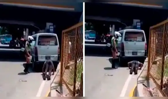 Policía peruano da duro castigo a chofer y lo manda hacer ‘planchas’ en la vía pública [VIDEO]