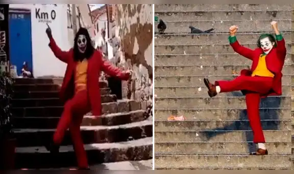 ‘Joker’ es captado en Cusco realizando la icónica escena del film y asusta a miles [VIDEO]