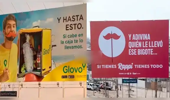 Glovo y Rappi se enfrentan en paneles publicitarios camino a las playas del sur [VIDEO]