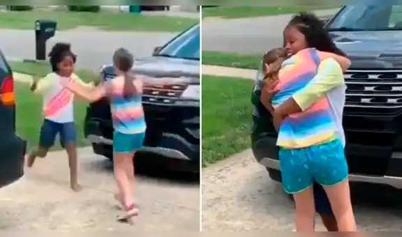 Niña se reencuentra con su mejor amiga tras el aislamiento y protagonizan amorosa escena [VIDEO]