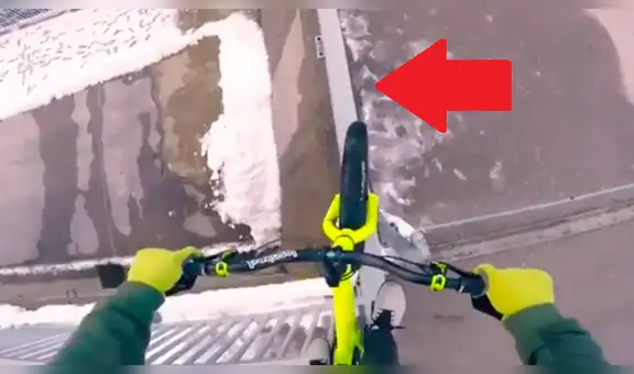 YouTube viral: muchacho realiza reto extremo al cruzar con su bicicleta en una delgada baranda [VIDEO] 