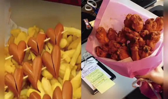 Salchipapas con forma de corazón y ramos de alitas a la BBQ en Lima por San Valentín [VIDEO]