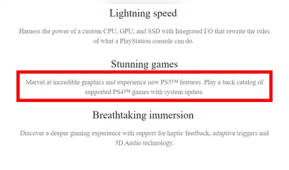 PS5: guardan la web que indica que la retrocompatibilidad con PS4 no llegaría de fábrica [FOTOS]