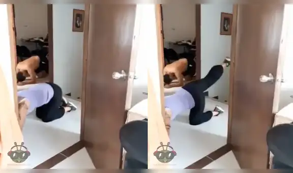 Hacen estiramientos en su casa y por accidente golpean a su diminuto perro [VIDEO]