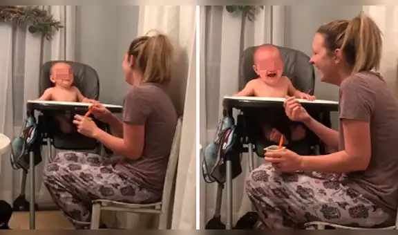 Mamá tiene curiosa técnica para que su bebé coma toda su comida y miles se ríen al verlo [VIDEO]
