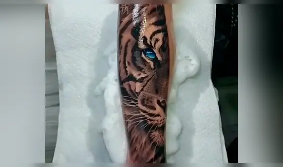 Se hace un tatuaje con diseño de tigre y el resultado impresiona a todos [VIDEO]