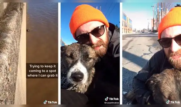 Hombre rescata a perro callejero de aguas heladas y valeroso gesto es aplaudido en redes [VIDEO]