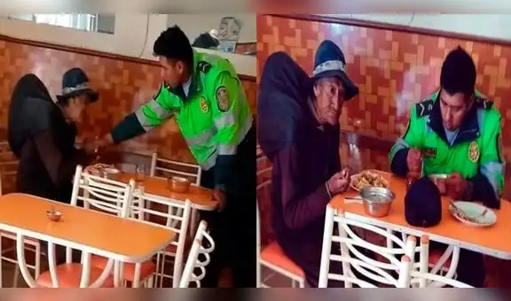 Facebook: Policía compartió desayuno con anciano indigente en Puno 