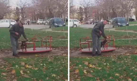 Anciano sale a pasear con su perro y protagonizan una conmovedora escena