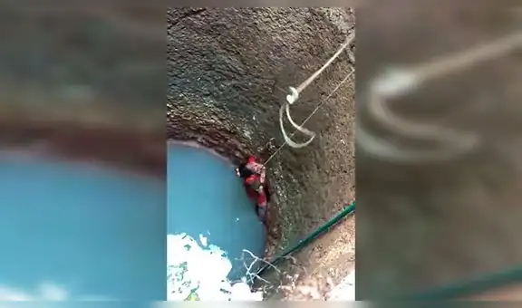 Mujer arriesga su vida y entra a profundo pozo a rescatar a desolado perro callejero [VIDEO]