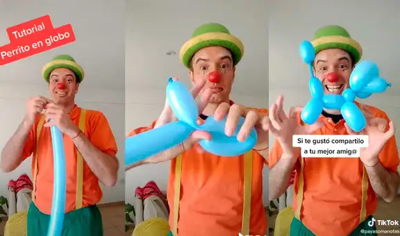 Payasito enseña cómo hacer figura de perro en globo y resultado se viraliza