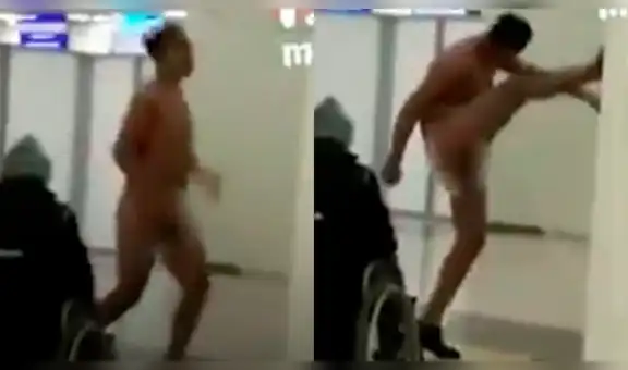 Hombre baila desnudo en aeropuerto de Rusia y así reacciona la policía [VIDEO]