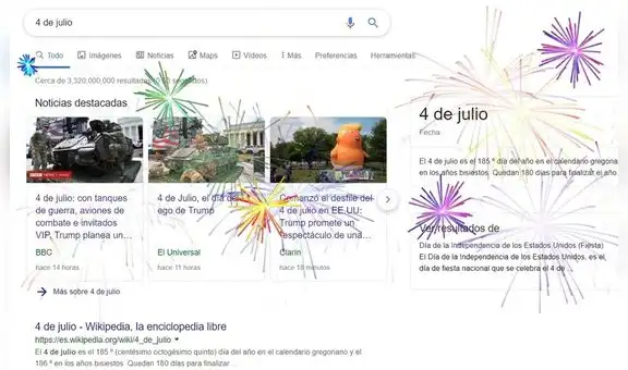 Fuegos artificiales y bocadillos: la sorpresa de Google por el Día de la independencia de EE. UU.
