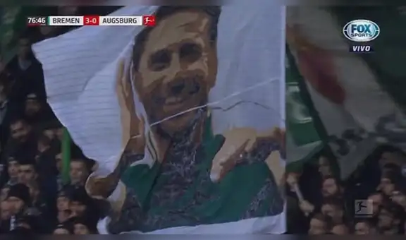 Esta banderola demuestra que Claudio Pizarro es ídolo en Werder Bremen [VIDEO]