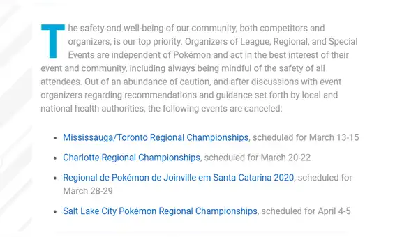 Pokémon cancela todo evento competitivo a causa del coronavirus