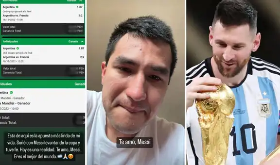 Joven rompe en llanto al ganar mucho dinero tras apostarle a Argentina: “Messi, te amo”