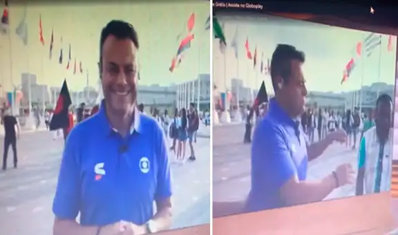 Periodista empuja a hincha que lo chocó por accidente durante transmisión en vivo