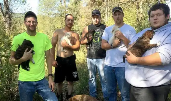 Despedida de soltero acaba con rescate de perrita y sus siete cachorros en el bosque