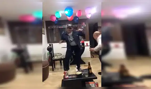 Cumpleañero sorprende con sus singulares pasos de baile, pero sufre espantoso accidente [VIDEO] 