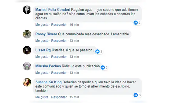 Facebook: peluquería de San Juan de Lurigancho genera indignación por comunicado sobre el aniego y damnificados