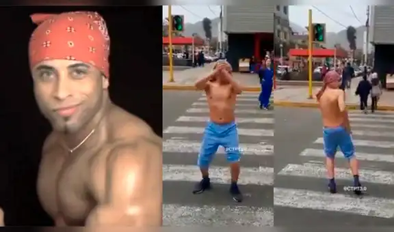 Chico semidesnudo paraliza el tránsito realizando baile de Ricardo Milos [VIDEO]