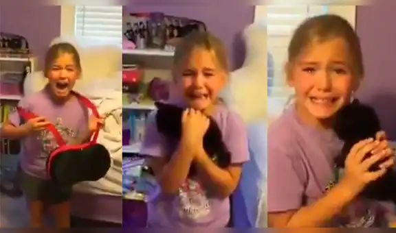 Facebook: niña se emociona hasta las lágrimas cuando le regalaron un gatito [VIDEO]