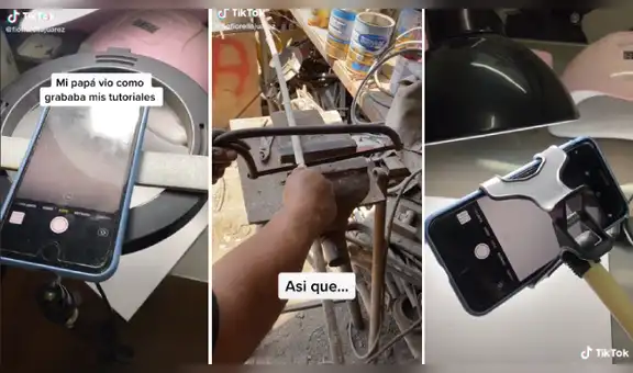 No tenía dinero para comprar trípode y su papá le construyó uno con tubos y ganchos de cabello [VIDEO]