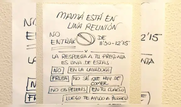Mamá usa peculiar truco para hacer que sus hijos respeten su horario de teletrabajo [VIDEO]