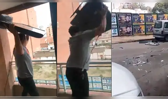 Youtube: hincha lanzó su TV por el balcón tras eliminación de Argentina