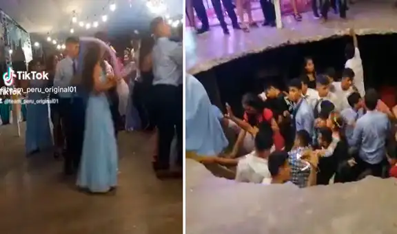 ¡Pudo ser fatal! Se hace forado en el piso y jóvenes se hunden durante fiesta de promoción 