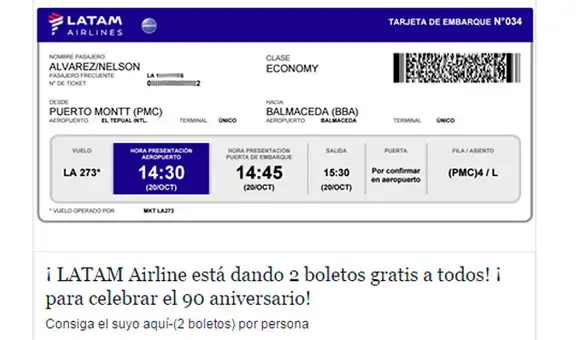Latam aclara que es falsa la supuesta promoción que regala boletos en Facebook