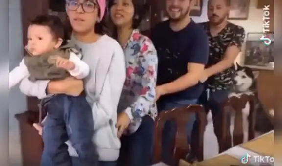 Perro se une al divertido baile de una familia en cuarentena y protagoniza hilarante escena [VIDEO]