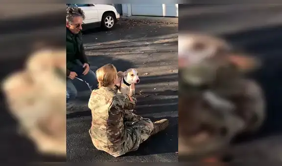Joven militar regresa de la guerra tras varios años y su perro le da una emotiva bienvenida [VIDEO]