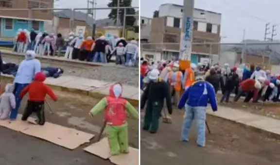 Hombre confunde muñecos de Año Nuevo con personas reales y se lleva un gran susto al acercarse
