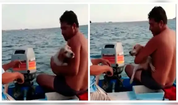 Pescadores logran rescatar a un perro que nadaba y luchaba por su vida en mar abierto [VIDEO]