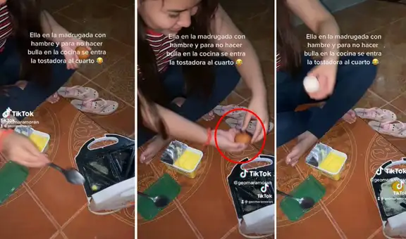 Joven lleva su tostadora a su cuarto y fríe un huevo en la madrugada para saciar su hambre