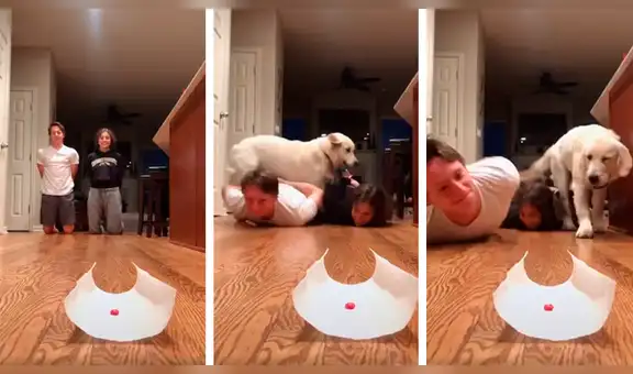 Pareja crea entretenido juego durante la cuarentena, pero su perro les arruina todo [VIDEO] 
