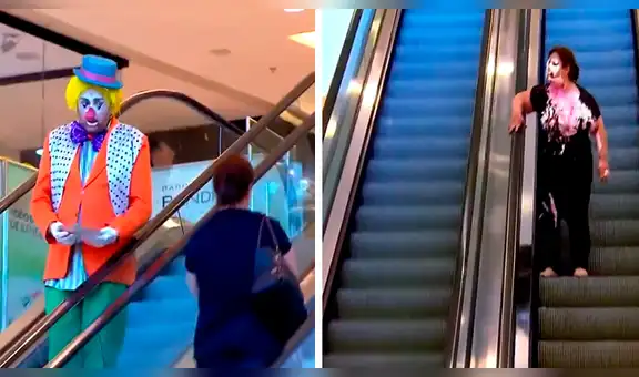 Facebook: sufren de la cruel broma de un payaso cuando bajaban las escaleras eléctricas [VIDEO] 