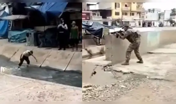 Tumbes: soldado peruano evita a disparos que extranjeros crucen la frontera con Ecuador [VIDEO]