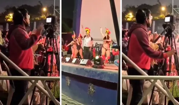 Camarógrafo se deja llevar por el show de Ruth Karina y baila al ritmo del ‘Siqui Siqui’