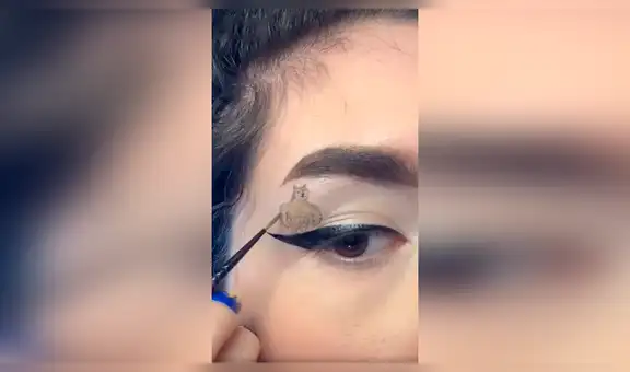Joven dibuja en sus párpados el meme sobre el perro musculoso y asombra con el resultado [VIDEO] 