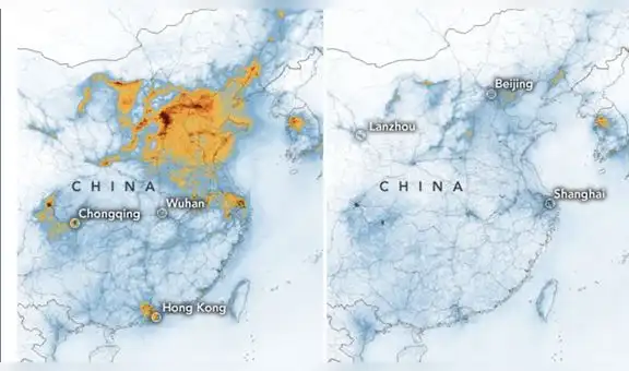 La NASA muestra cómo se redujo la contaminación en China por coronavirus