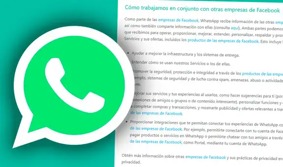 WhatsApp se retracta y ya no compartirá datos con Facebook desde el 8 de febrero