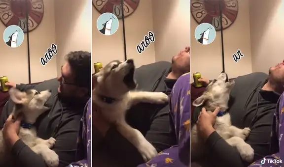 Hombre imita el aullido de su perro y este le ‘enseña’ cómo se hace 
