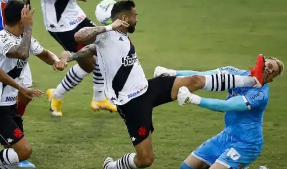 Brasileirão: Arquero de Bahía recibió puntos en la cara tras patada