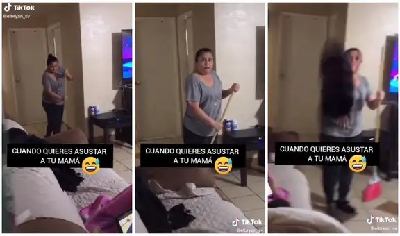 Hijo juega broma a su mamá y ella le lanza una chancla