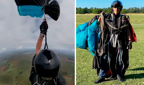 Joven graba el momento en que paracaídas se enreda en pleno vuelo