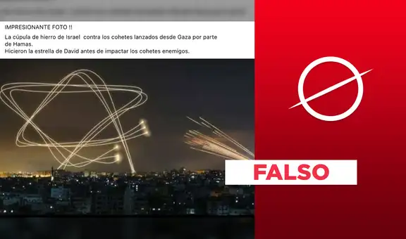 Es falsa la imagen de una estrella de David hecha por la cúpula de hierro de Israel