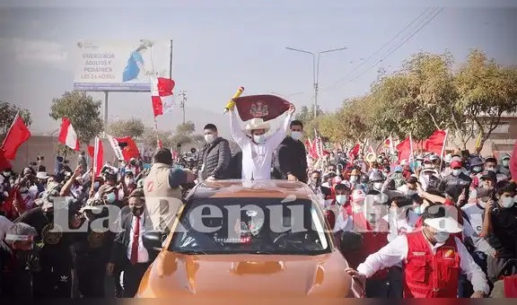 Pedro Castillo llegó a Arequipa en medio de aglomeraciones