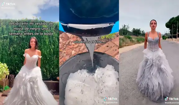 Decidió teñir de negro su vestido de boda una semana antes de la ceremonia